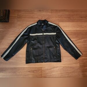 Point Zero Vegan Leather Moto Motorcycle Jacket Coat Black Large